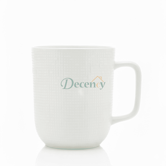 6 Pcs Matte White 300ml Embossed Texture Earthenware Mug