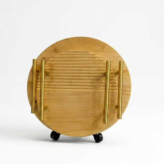 Premium Bamboo Round Tray Set – 2 Piece Serving & Decor Trays