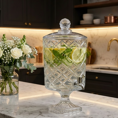 4.5L Luxury Diamond Cut Glass Beverage Dispenser