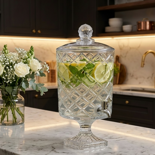 4.5L Luxury Diamond Cut Glass Beverage Dispenser