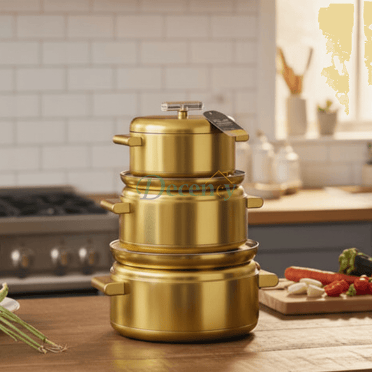 Elegant Hot Pot Set Stainless Steel Inner Material 3 Pieces Wooden Handle