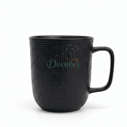 6 Pcs Matte Black 300ml Embossed Texture Earthenware Mug