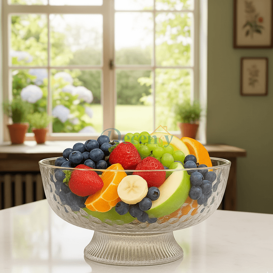 Crystal Fruit Bowl with Stand – 25cm Luxury Decorative Serving Bowl