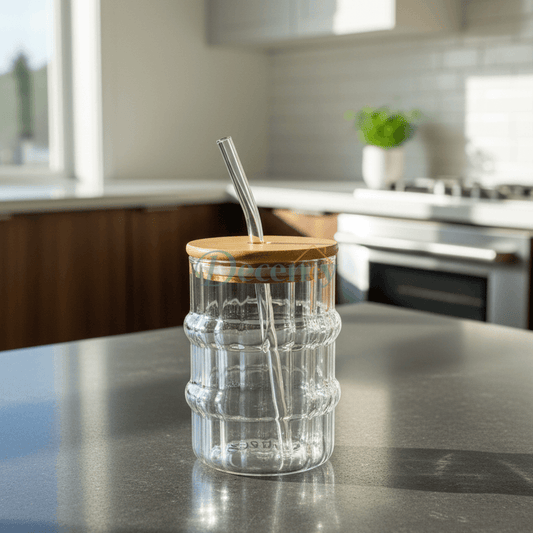 Elegant Capsule Iced Tea Mug – Large with Straw & Lid