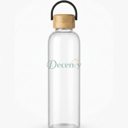PureSip Minimalist Glass Bottle with Bamboo – 1000ml