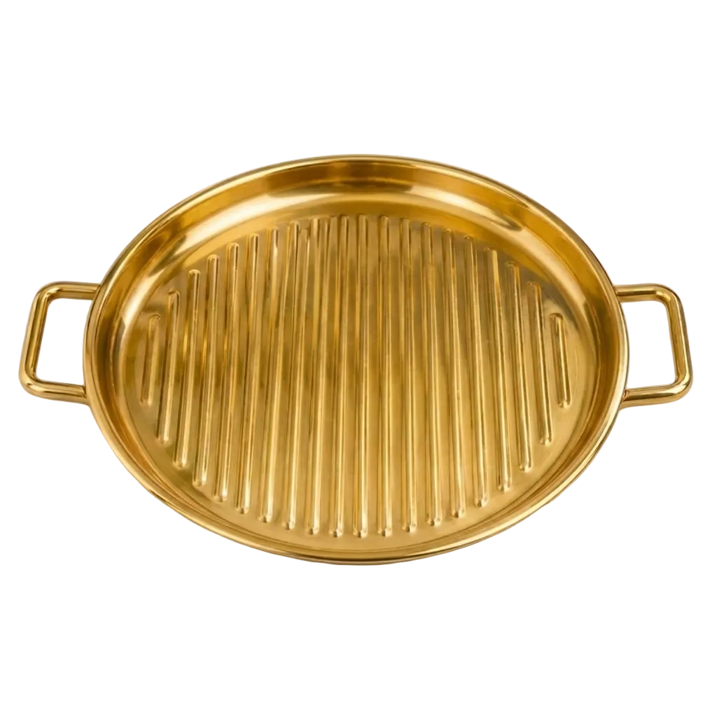 Luxury Gold Grilled Pizza Serving Plate – 18cm Premium Stainless Steel