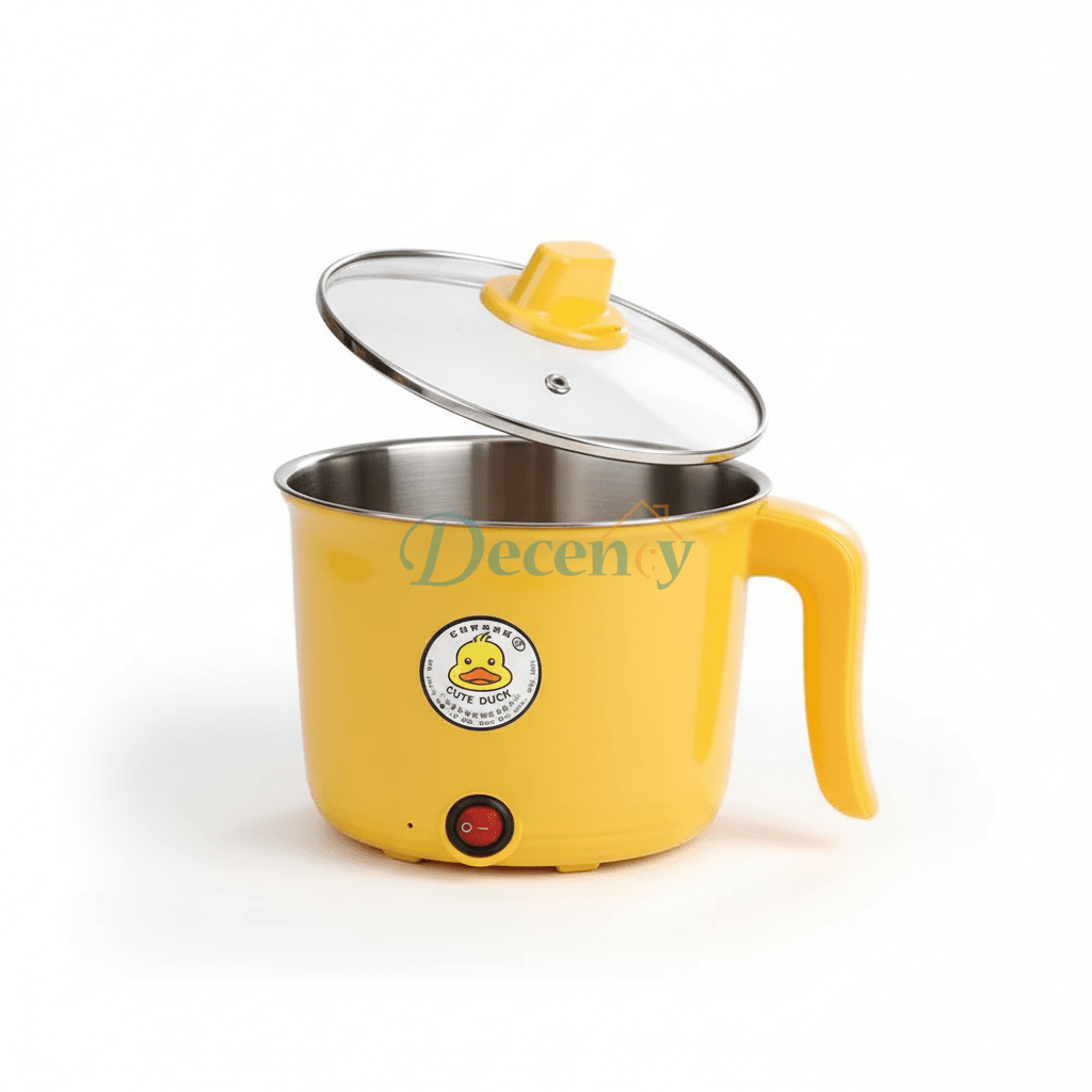Yellow Duck Electric Mini Cooking Pot with Steamer and Non-Stick Coating for Noodles in Pakistan