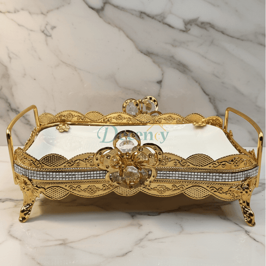 Crystal Charm Serving Tray – Gold Edition
