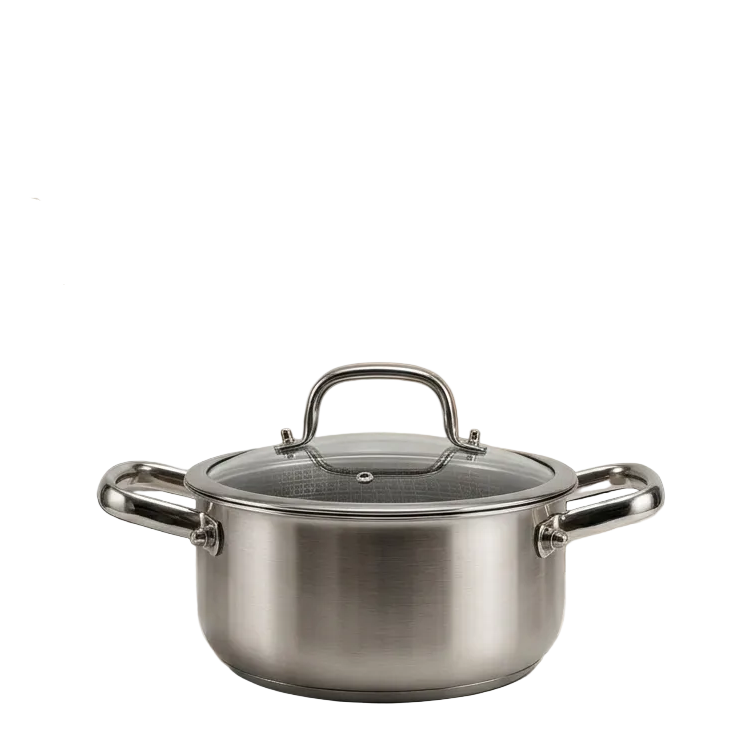 Premium Stainless Steel Honeycomb Non-Stick Cooking Pot with Tempered Glass Lid