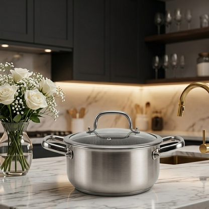 Premium Stainless Steel Honeycomb Non-Stick Cooking Pot with Tempered Glass Lid