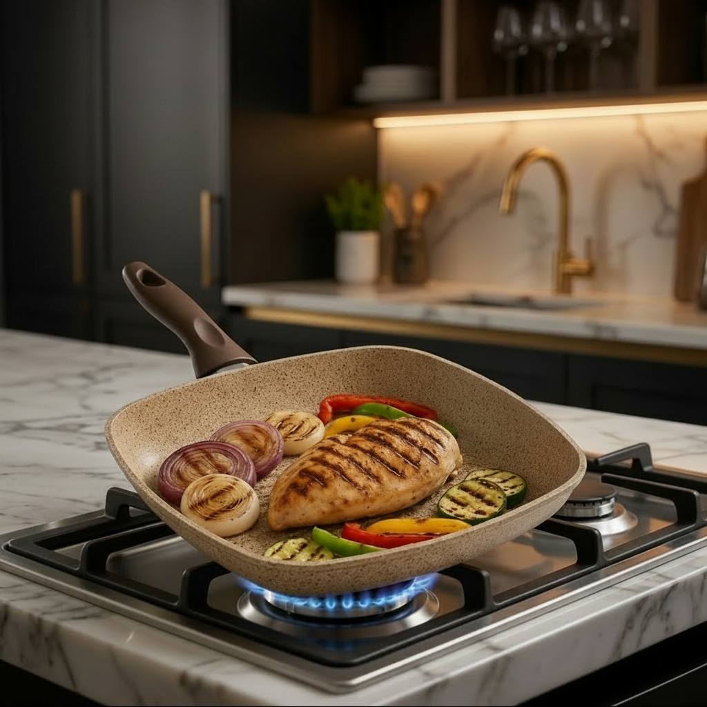 Turkish Non-Stick Granite Square Grill Pan 28cm