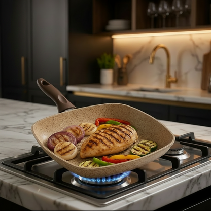 Turkish Non-Stick Granite Square Grill Pan 28cm