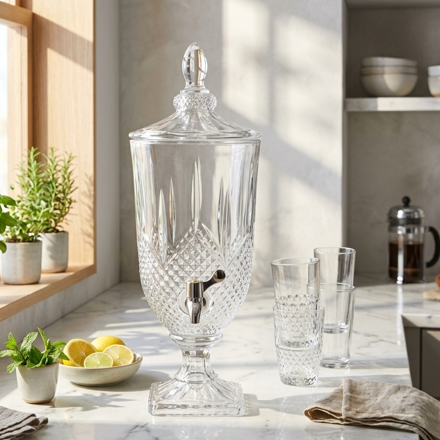 Royal Crystal Beverage Dispenser Without Glasses 3 L (04)
