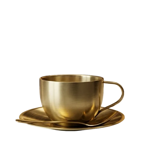 Royal Gold Elegance Tea Cup & Saucer Set with Spoon