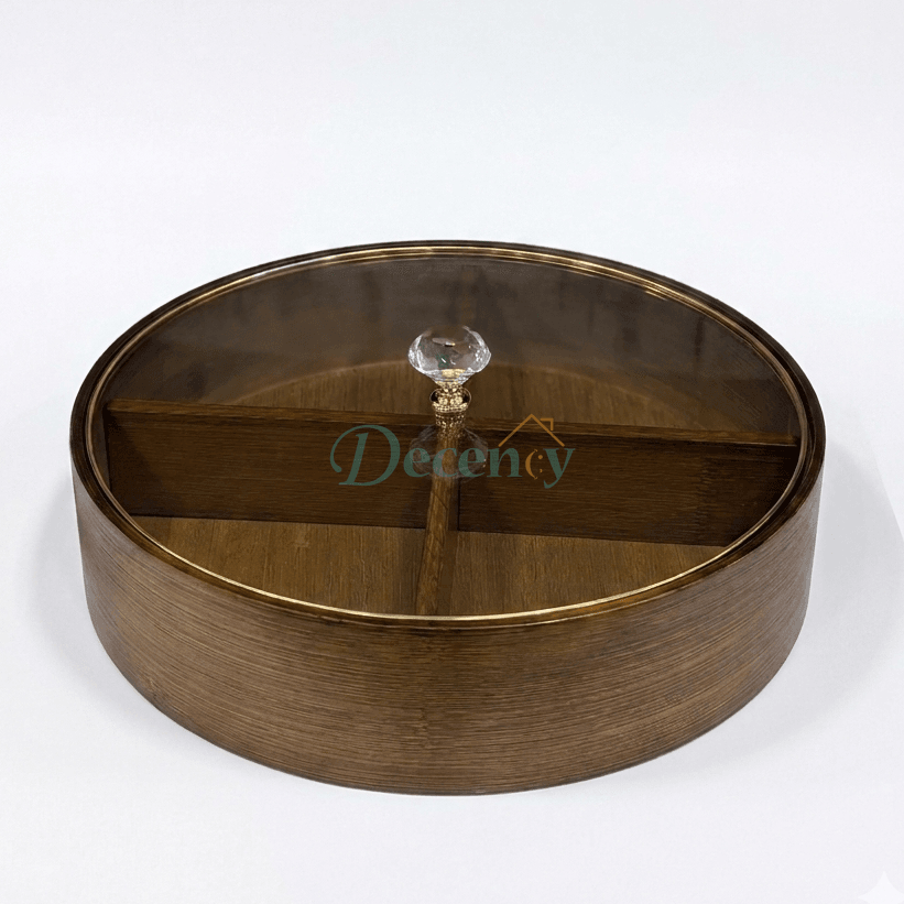 4 Compartment Divided Dry fruits Snacks with Lid 28cm - Round