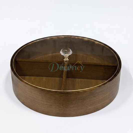 4 Compartment Divided Dry fruits Snacks with Lid 28cm - Round