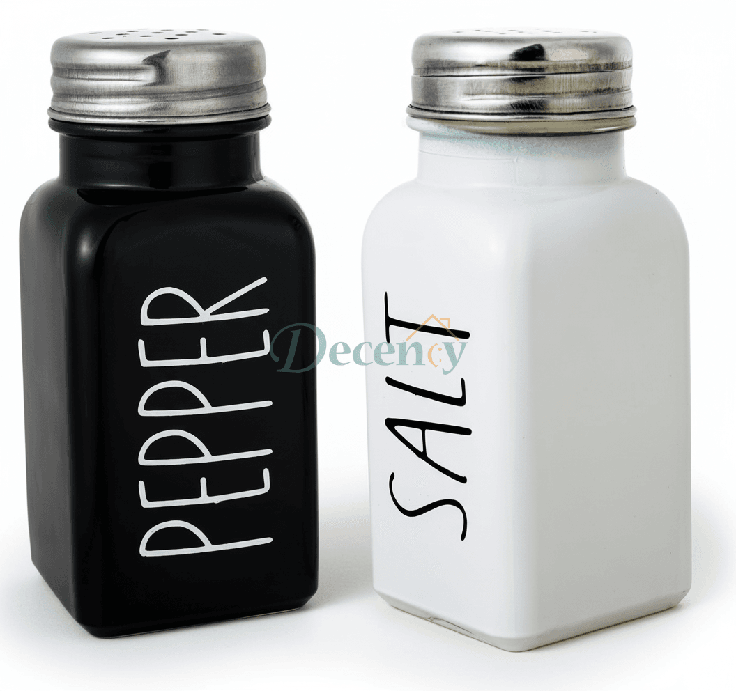 Salt and Pepper Shaker Set, Glass Black and White Shaker Set