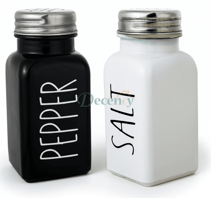 Salt and Pepper Shaker Set, Glass Black and White Shaker Set