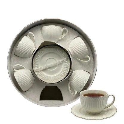 Premium Textured Tea 6Pcs  Cup & Saucer Set