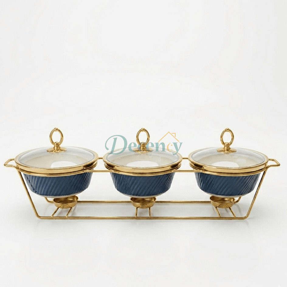 Triple Round Black Serving Dish Set – 9 Inch Elegant Ceramic Serving Bowls