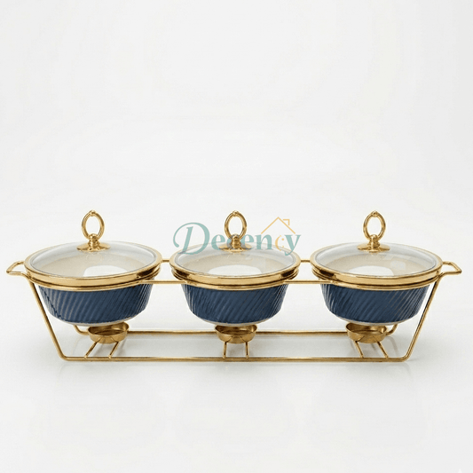 Triple Round Black Serving Dish Set – 9 Inch Elegant Ceramic Serving Bowls
