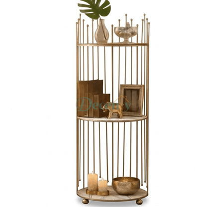 3 Layers Gold Floor Display Rack – Luxury Metal Storage Rack