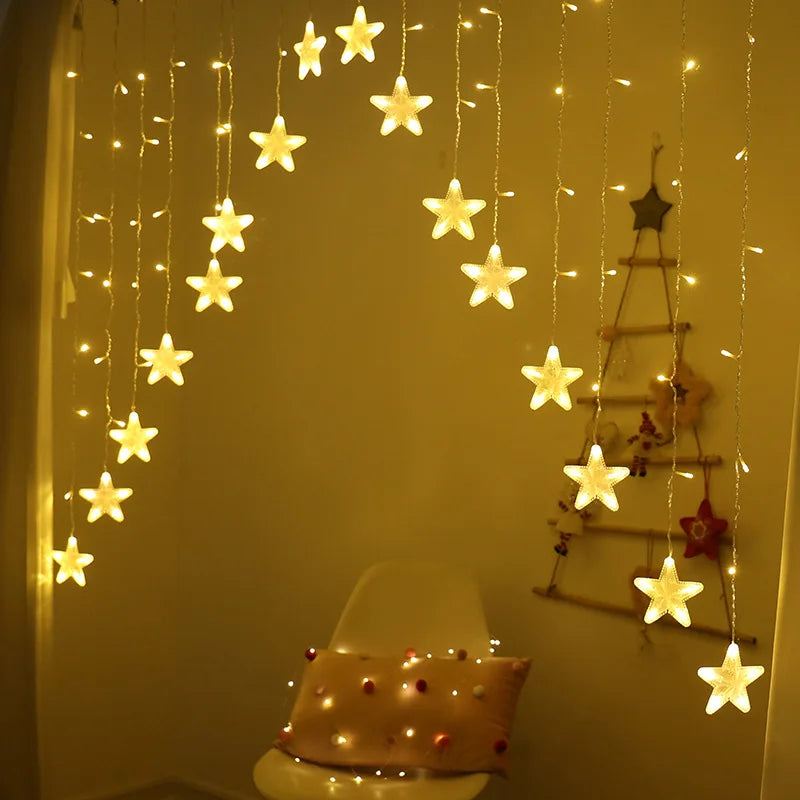 Star arch curtain light string