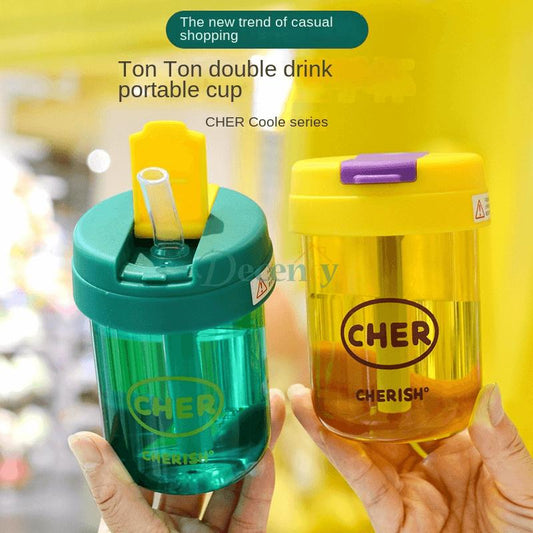 Cute Net Red Straw Water Cup – Portable Plastic Tumbler