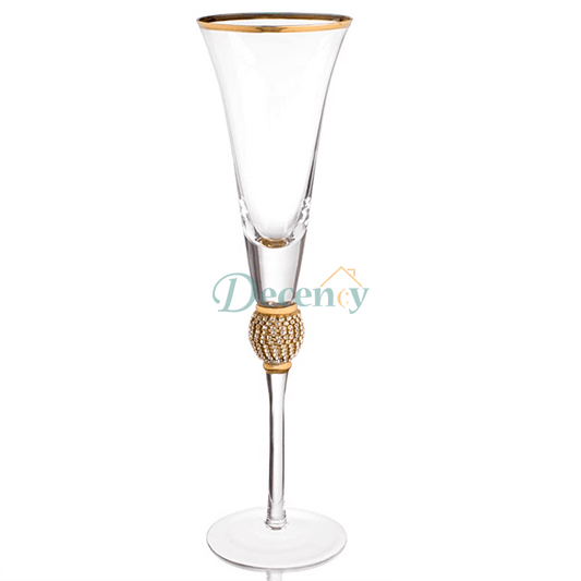 6 Pcs Gold Rim Stemmed for Champagne Glass