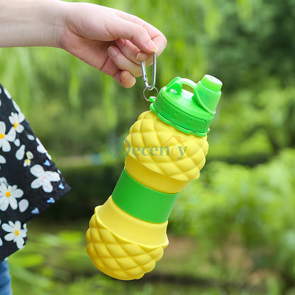 700ml Collapsible Silicone Water Bottle – Pineapple Design, Leak-Proof & Travel-Friendly