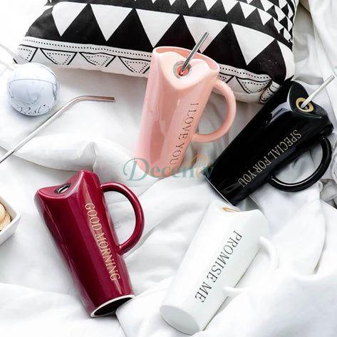 400 ml Creative Ceramic Mug With Steel Straw - Decency