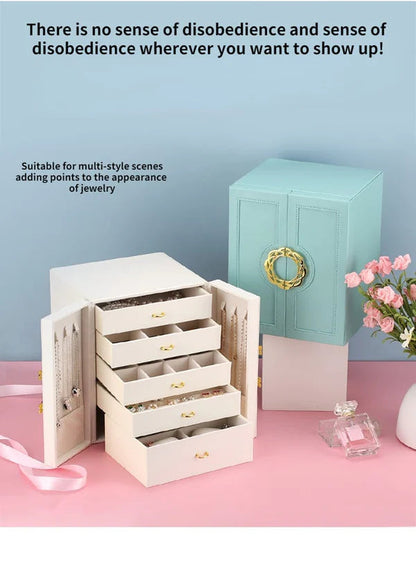 Multilayer Leather Drawer Jewelery Organizer