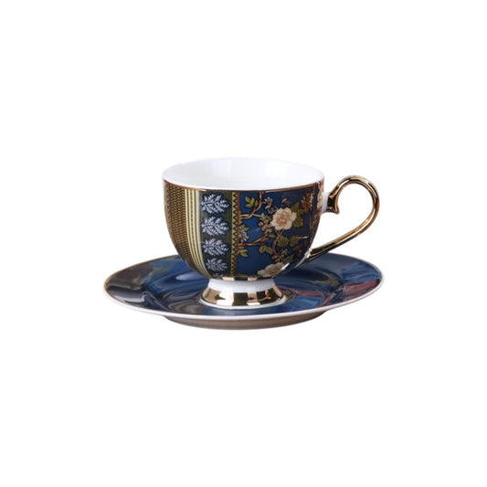 Johnson Brothersblue and gold floral - 12-Piece Elegant Cups & Saucers