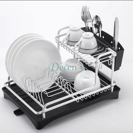 2-Tier Dish Drying Rack for Counter, Stainless Steel Large Strainer
