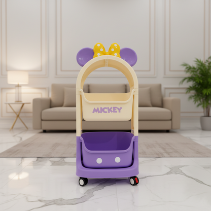 Disney Mickey Mouse 2-Tier Kids Rolling Storage Cart with Wheels