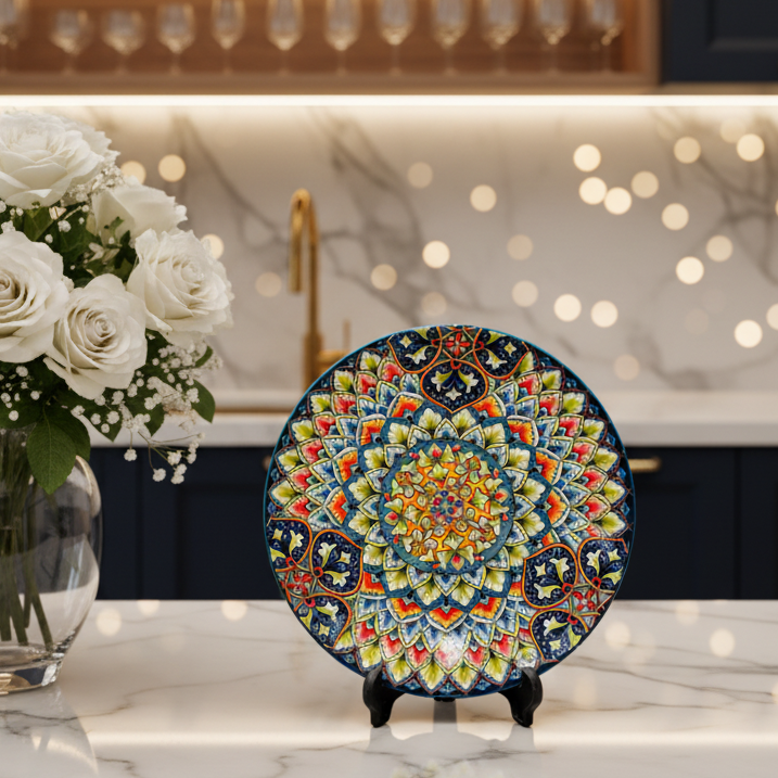 Hand-Painted Mandala Accent Plate 10 Inch