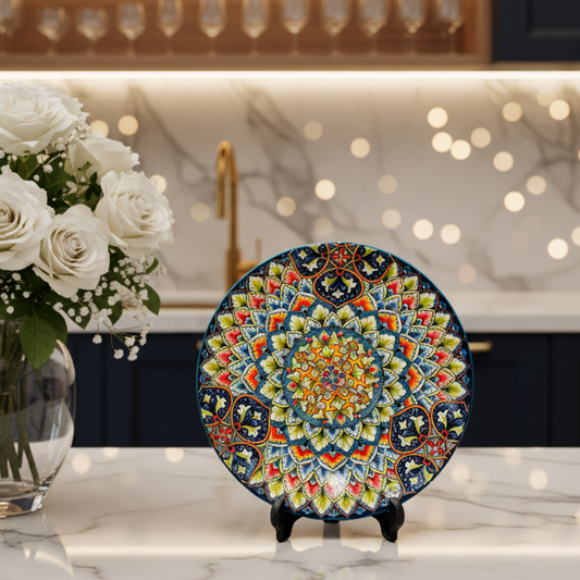 Hand-Painted Mandala Accent Plate 10 Inch