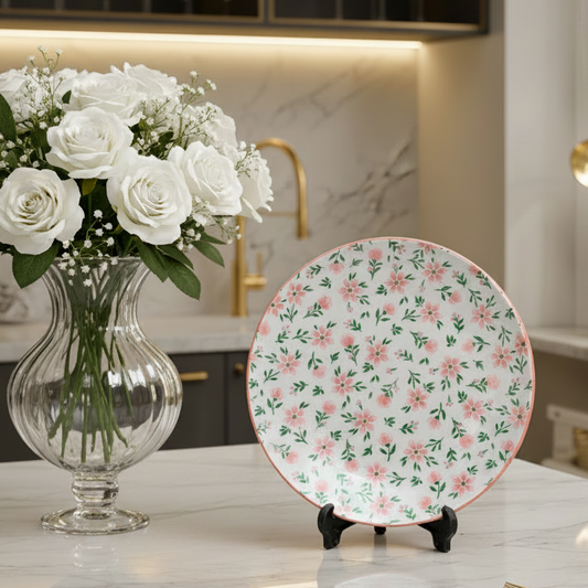 Artisan Floral Ceramic Dinner Plate 10 Inch | Premium