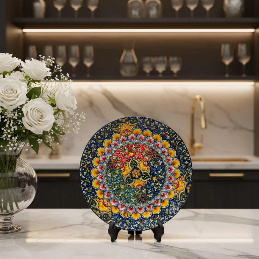 Decorative Floral Ceramic Dessert Plate - 8 Inch
