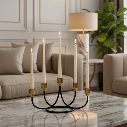 Luxury 5-Arm Metal Candle Holder Stand