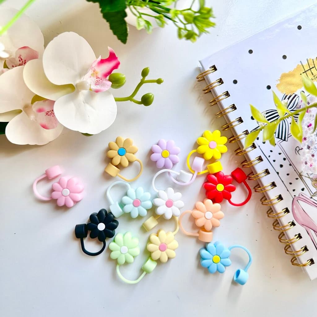 Silicone Stanley Tumbler Flower Straw Topper Cap