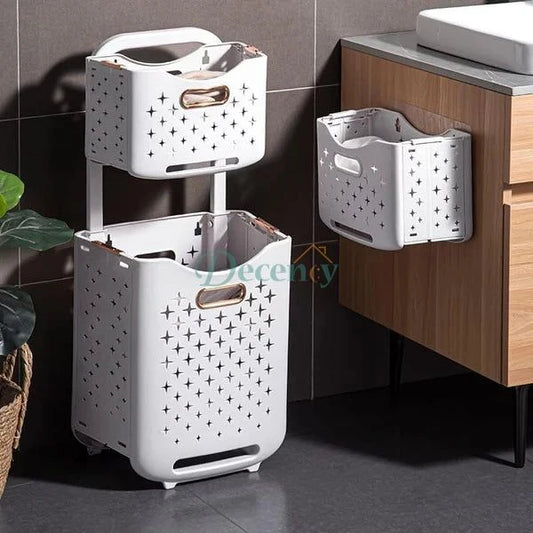  Laundry Collector with 2 Layers Spacious, Durable & Stylish Laundry Storage Solution