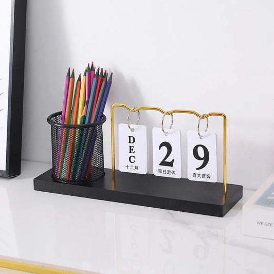 Desk Calendar with Pencil Holder