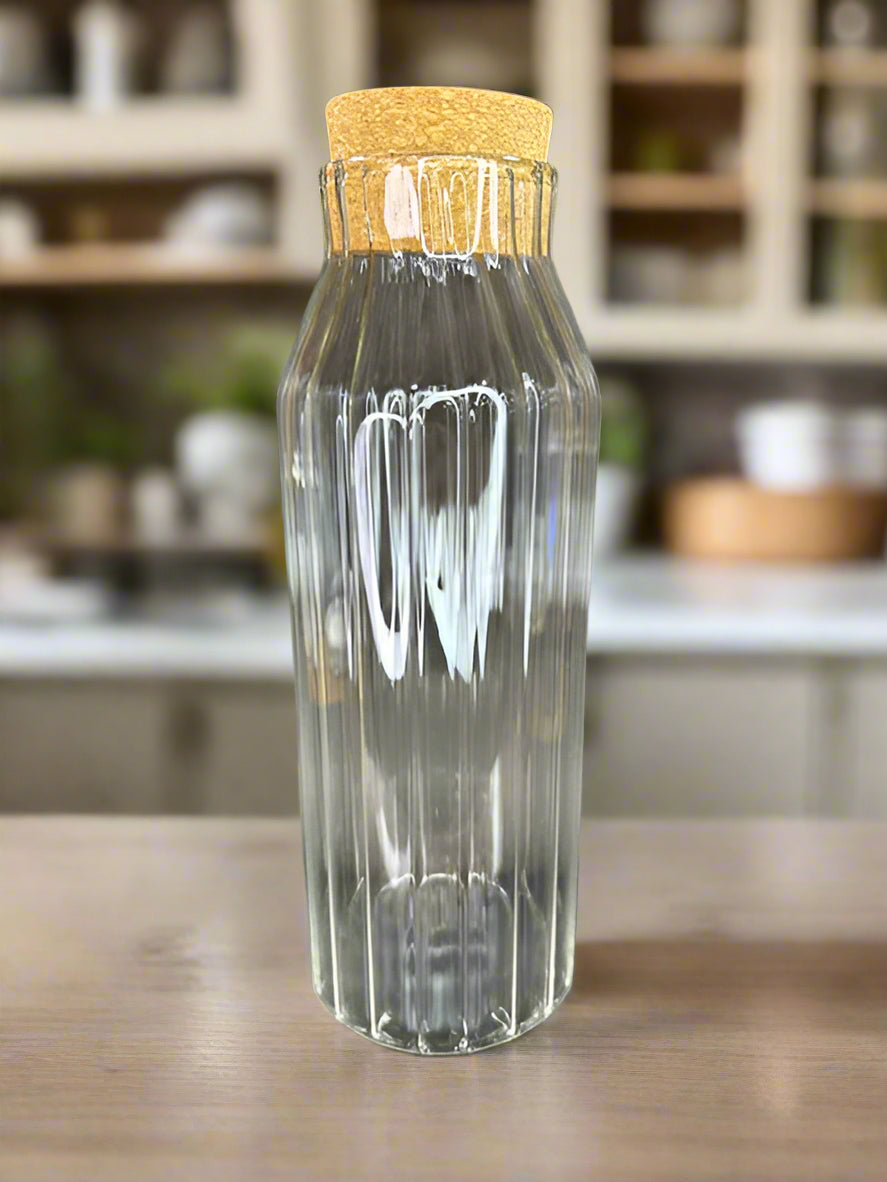 Smooth Glass Bottle with Natural Cork Stopper