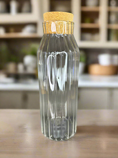 Smooth Glass Bottle with Natural Cork Stopper