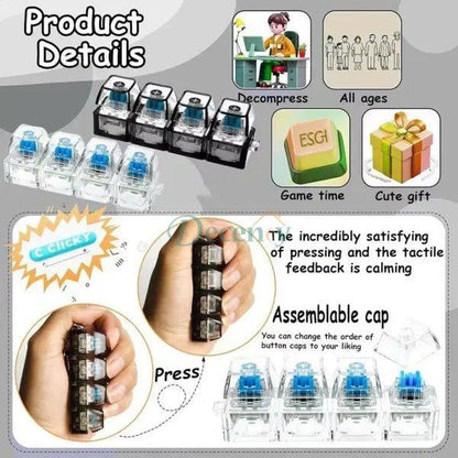Mechanical Keyboard Clicker Keychain - Tactile Fidget Stress Toy