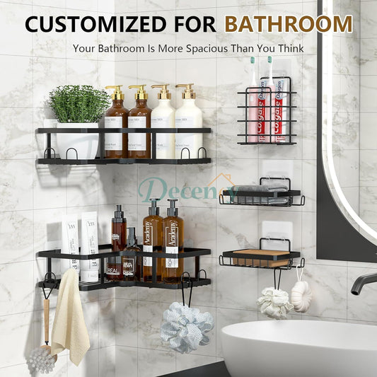 Set Of 5 Mesh Shower Shelves Rack