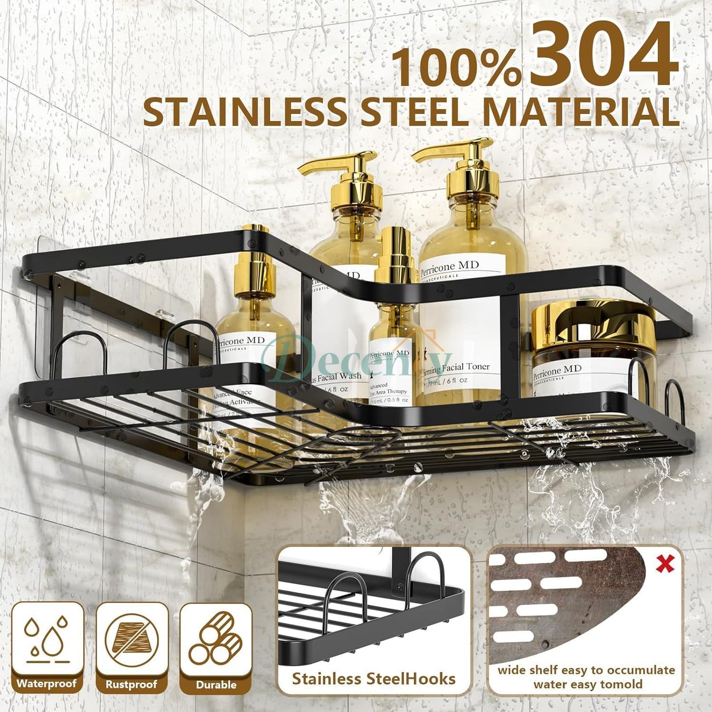 Set Of 5 Mesh Shower Shelves Rack
