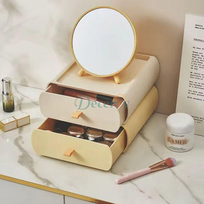 Stackable Makeup Organizer with Drawers - Vanity Cosmetic Storage Box