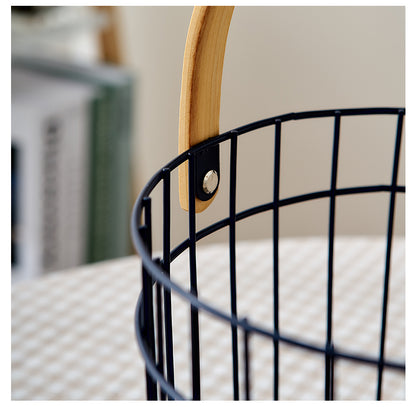 multipurpose iron basket with wooden handle